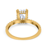 Art Deco Radiant Cut Engagement Ring Simulated Cubic Zirconia 925 Sterling Silver