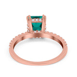 Art Deco Radiant Cut Engagement Ring Simulated Cubic Zirconia 925 Sterling Silver