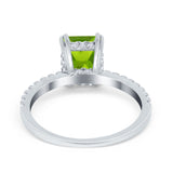 Art Deco Radiant Cut Engagement Ring Simulated Cubic Zirconia 925 Sterling Silver