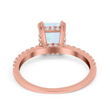 Art Deco Radiant Cut Engagement Ring Simulated Cubic Zirconia 925 Sterling Silver