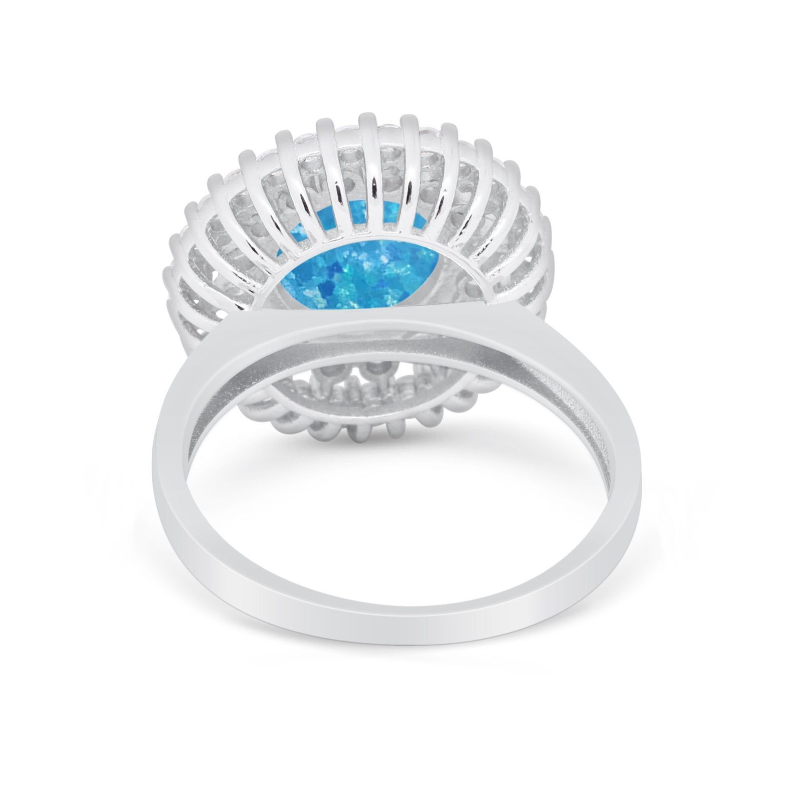 Halo Cocktail Wedding Engagement Ring Round Cubic Zirconia 925 Sterling Silver