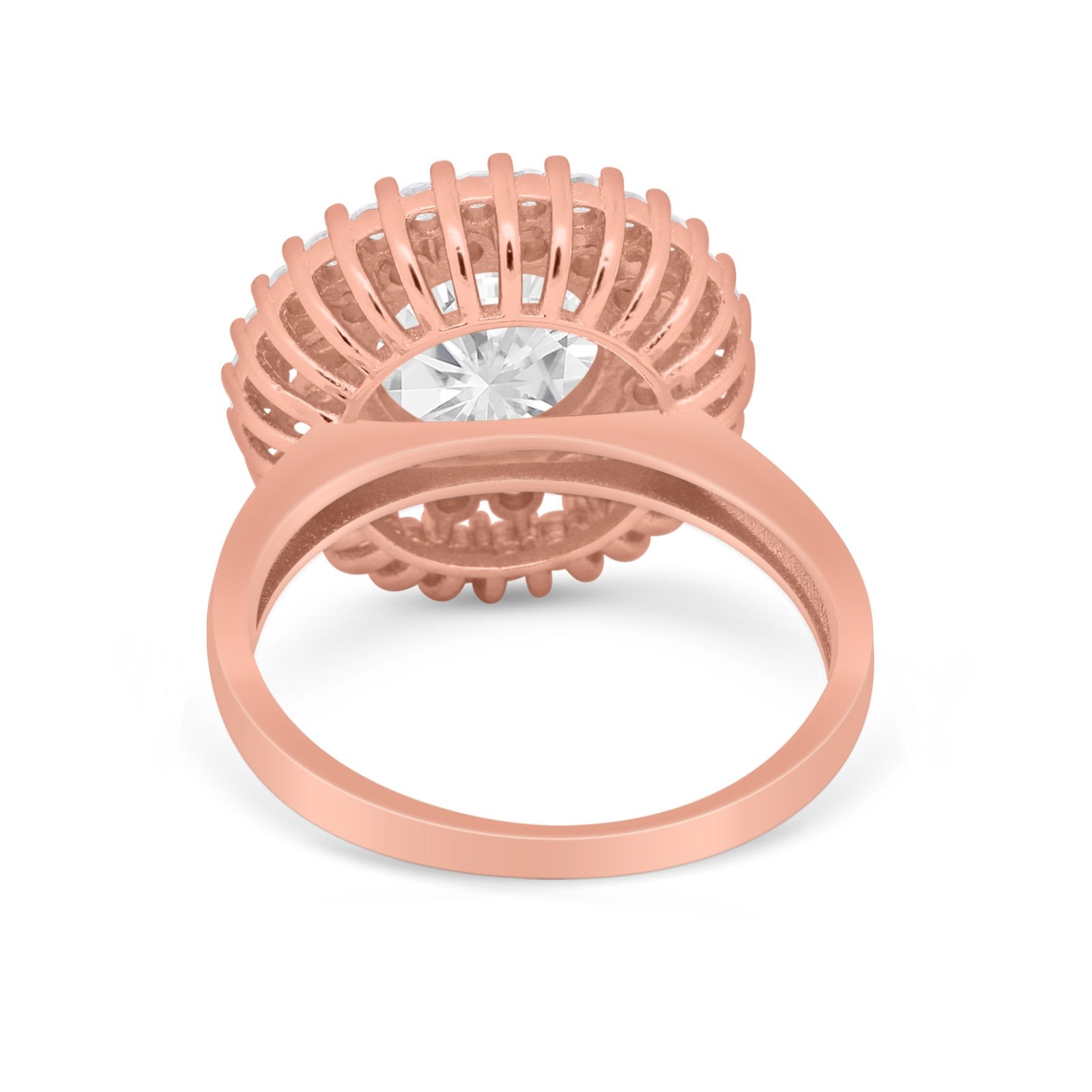Halo Cocktail Wedding Engagement Ring Round Cubic Zirconia 925 Sterling Silver