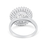 Halo Cocktail Wedding Engagement Ring Round Cubic Zirconia 925 Sterling Silver