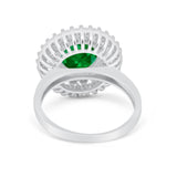 Halo Cocktail Wedding Engagement Ring Round Cubic Zirconia 925 Sterling Silver