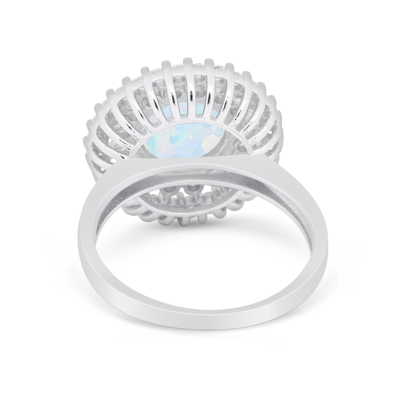 Halo Cocktail Wedding Engagement Ring Round Cubic Zirconia 925 Sterling Silver