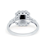 Halo Radiant Cut Wedding Ring Simulated Cubic Zirconia 925 Sterling Silver