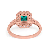 Halo Radiant Cut Wedding Ring Simulated Cubic Zirconia 925 Sterling Silver