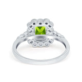 Halo Radiant Cut Wedding Ring Simulated Cubic Zirconia 925 Sterling Silver