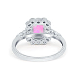 Halo Radiant Cut Wedding Ring Simulated Cubic Zirconia 925 Sterling Silver