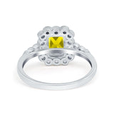 Halo Radiant Cut Wedding Ring Simulated Cubic Zirconia 925 Sterling Silver