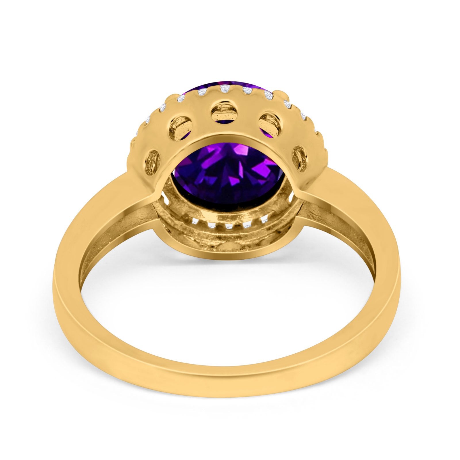 Halo Engagement Ring Large Round Simulated Cubic Zirconia 925 Sterling Silver