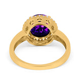 Halo Engagement Ring Large Round Simulated Cubic Zirconia 925 Sterling Silver