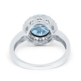 Halo Engagement Ring Large Round Simulated Cubic Zirconia 925 Sterling Silver