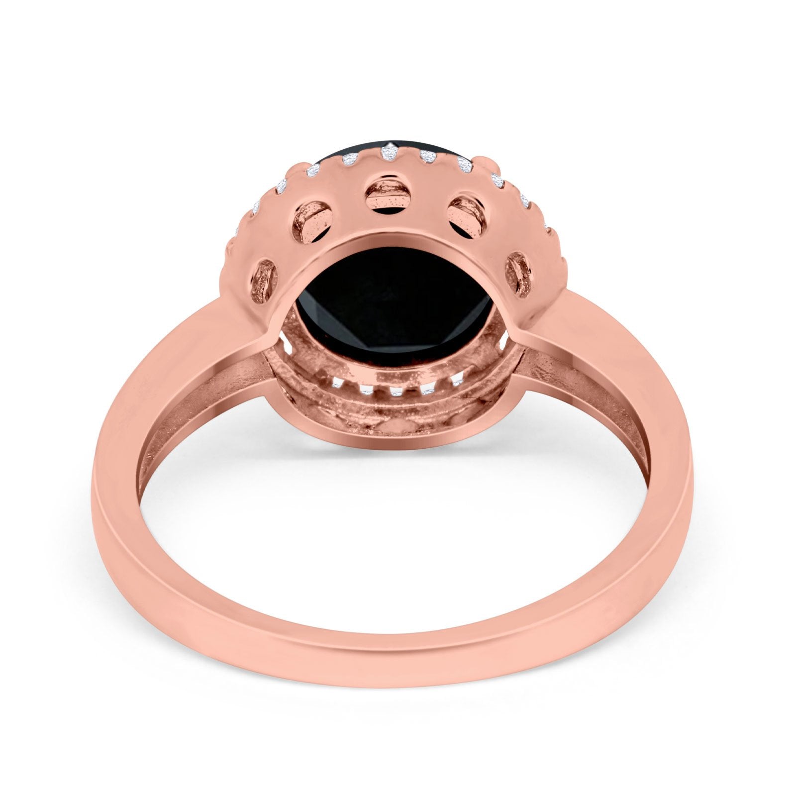 Halo Engagement Ring Large Round Simulated Cubic Zirconia 925 Sterling Silver