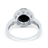 Halo Engagement Ring Large Round Simulated Cubic Zirconia 925 Sterling Silver