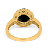 Halo Engagement Ring Large Round Simulated Cubic Zirconia 925 Sterling Silver