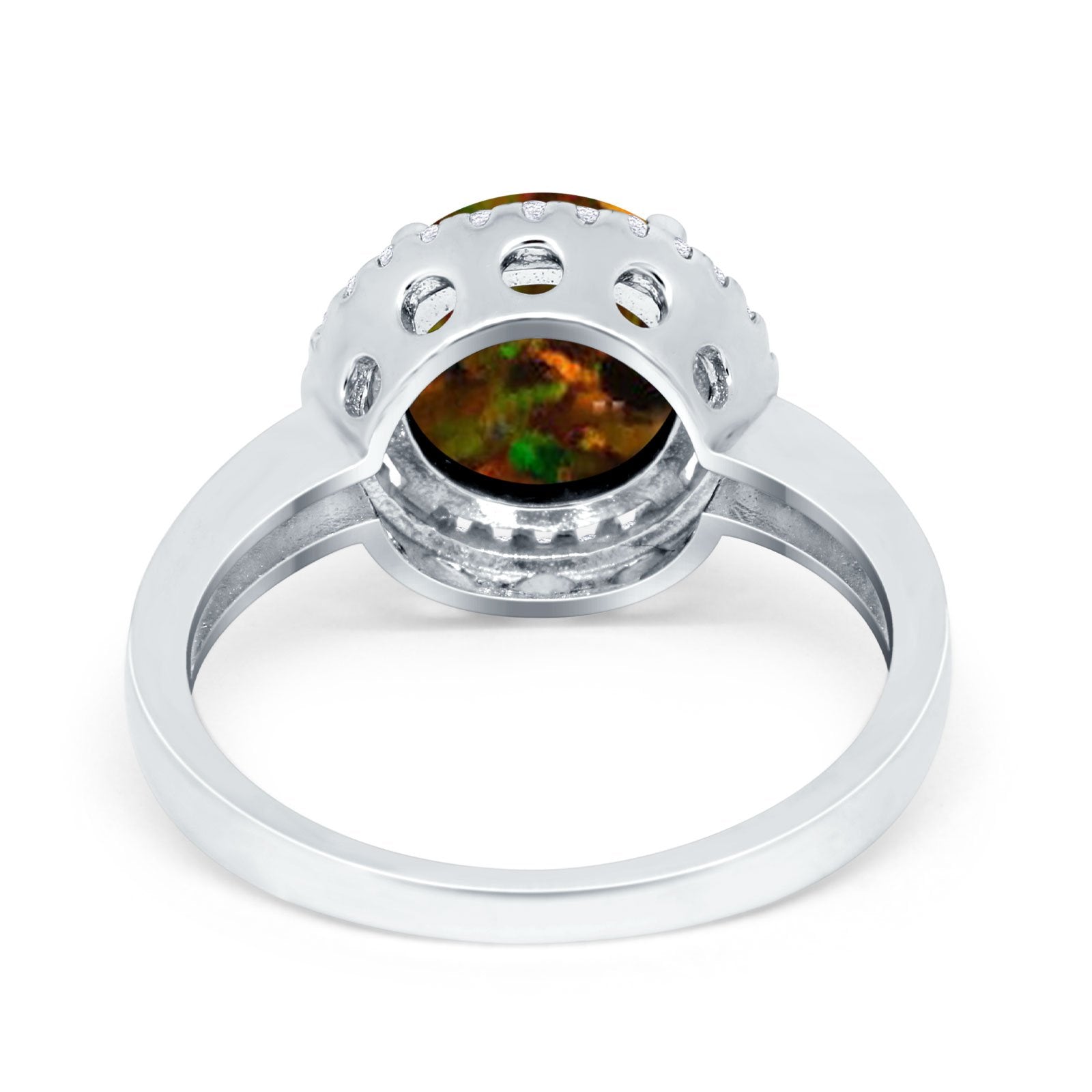 Halo Engagement Ring Large Round Simulated Cubic Zirconia 925 Sterling Silver