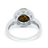 Halo Engagement Ring Large Round Simulated Cubic Zirconia 925 Sterling Silver