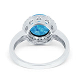 Halo Engagement Ring Large Round Simulated Cubic Zirconia 925 Sterling Silver