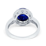 Halo Engagement Ring Large Round Simulated Cubic Zirconia 925 Sterling Silver