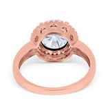 Halo Engagement Ring Large Round Simulated Cubic Zirconia 925 Sterling Silver