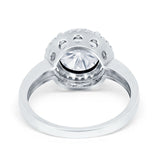 Halo Engagement Ring Large Round Simulated Cubic Zirconia 925 Sterling Silver