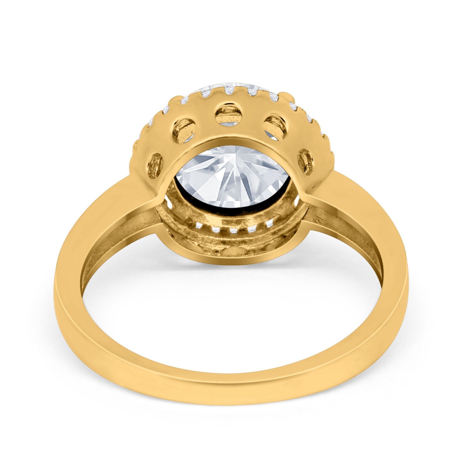 Halo Engagement Ring Large Round Simulated Cubic Zirconia 925 Sterling Silver