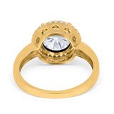 Halo Engagement Ring Large Round Simulated Cubic Zirconia 925 Sterling Silver