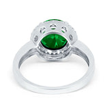 Halo Engagement Ring Large Round Simulated Cubic Zirconia 925 Sterling Silver