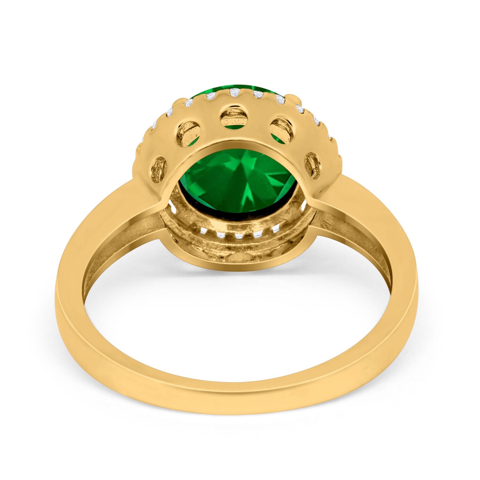 Halo Engagement Ring Large Round Simulated Cubic Zirconia 925 Sterling Silver