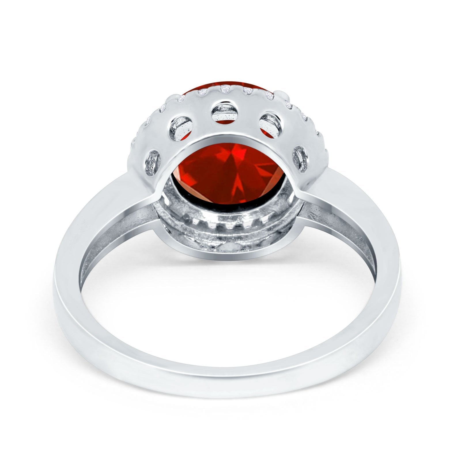 Halo Engagement Ring Large Round Simulated Cubic Zirconia 925 Sterling Silver