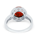 Halo Engagement Ring Large Round Simulated Cubic Zirconia 925 Sterling Silver