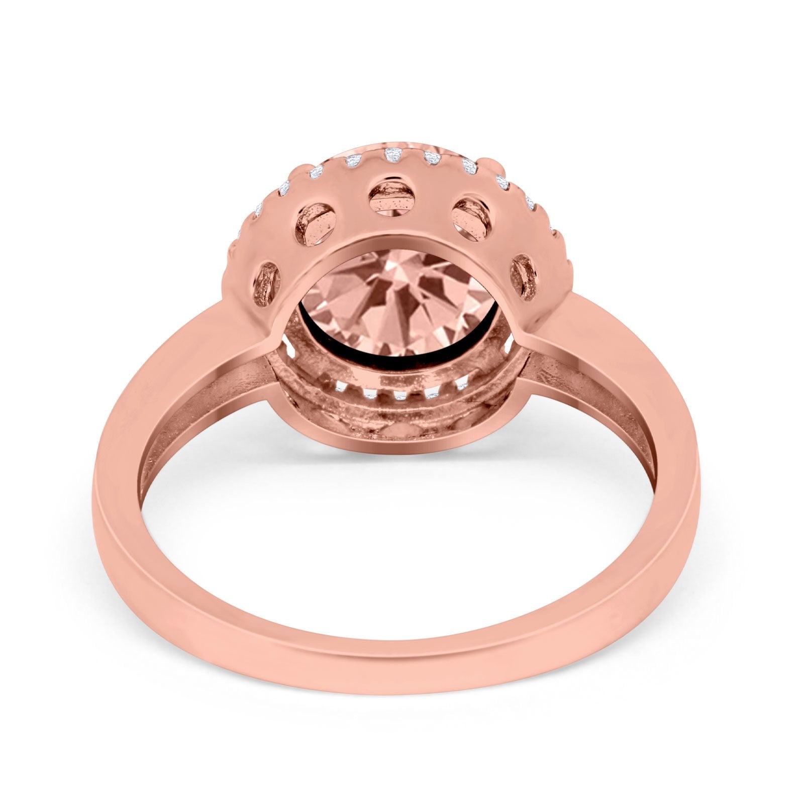 Halo Engagement Ring Large Round Simulated Cubic Zirconia 925 Sterling Silver