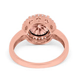 Halo Engagement Ring Large Round Simulated Cubic Zirconia 925 Sterling Silver