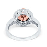 Halo Engagement Ring Large Round Simulated Cubic Zirconia 925 Sterling Silver