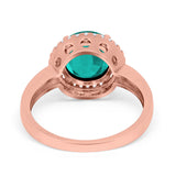 Halo Engagement Ring Large Round Simulated Cubic Zirconia 925 Sterling Silver