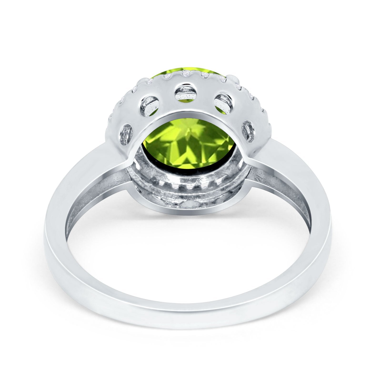 Halo Engagement Ring Large Round Simulated Cubic Zirconia 925 Sterling Silver