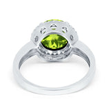 Halo Engagement Ring Large Round Simulated Cubic Zirconia 925 Sterling Silver