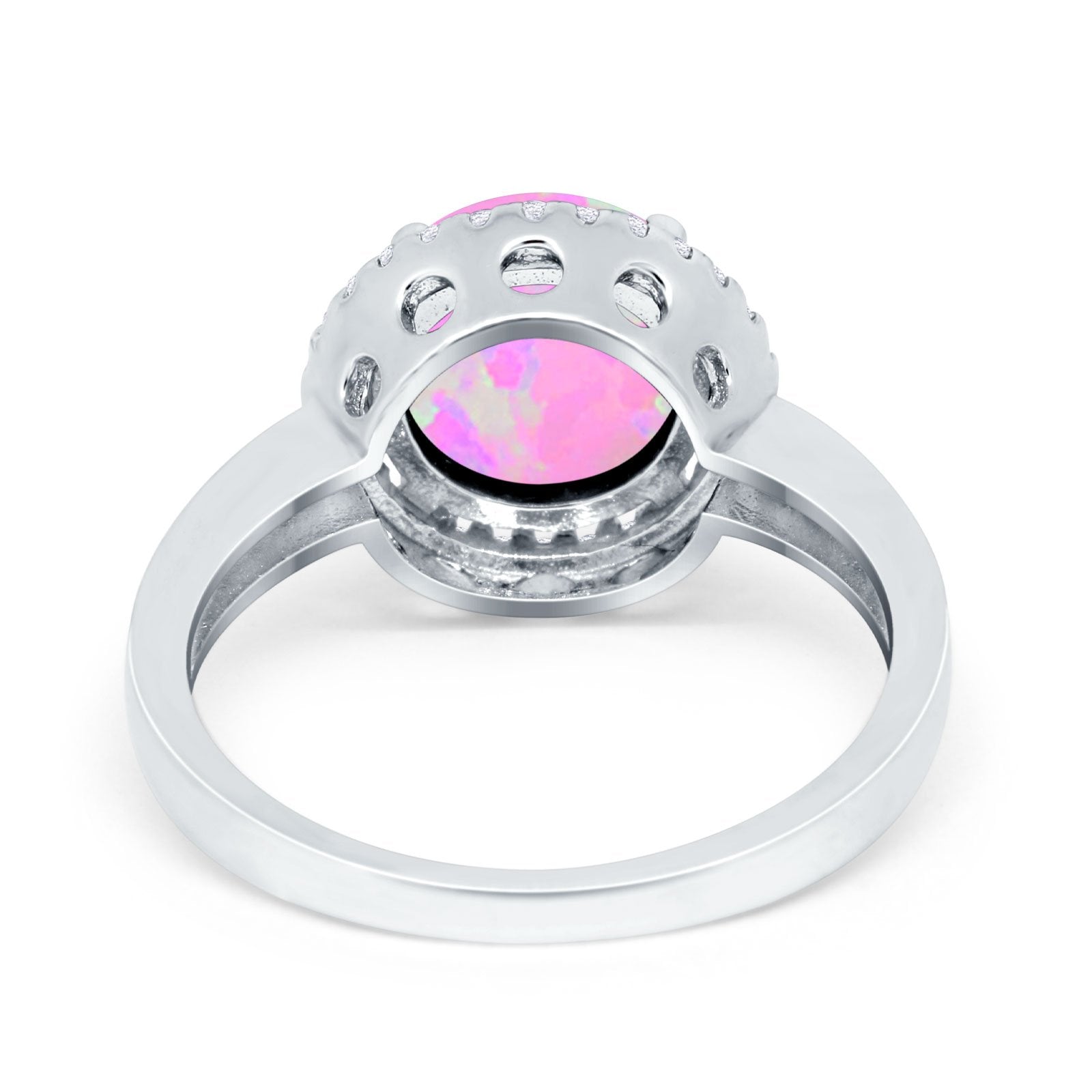 Halo Engagement Ring Large Round Simulated Cubic Zirconia 925 Sterling Silver