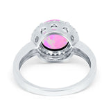 Halo Engagement Ring Large Round Simulated Cubic Zirconia 925 Sterling Silver