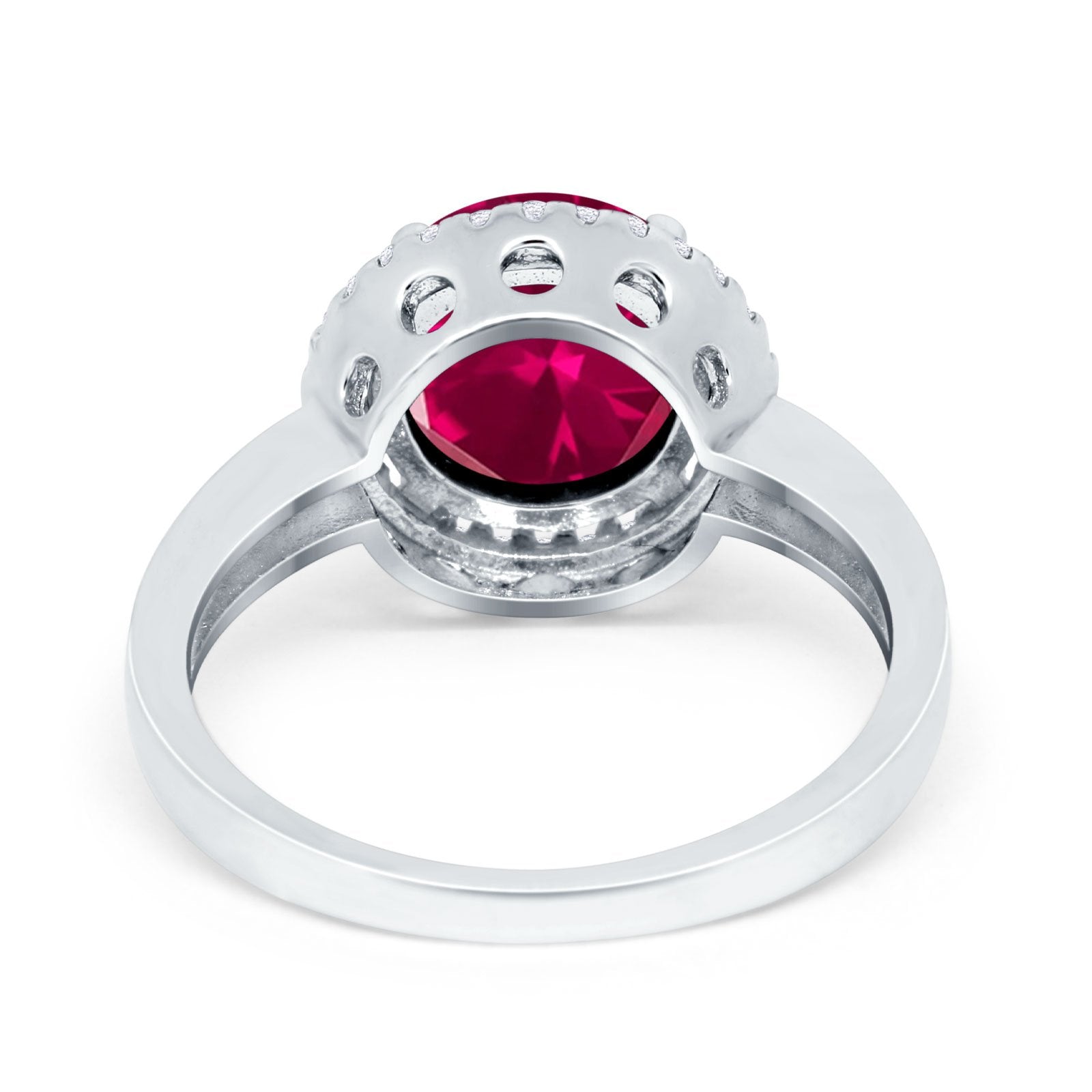 Halo Engagement Ring Large Round Simulated Cubic Zirconia 925 Sterling Silver