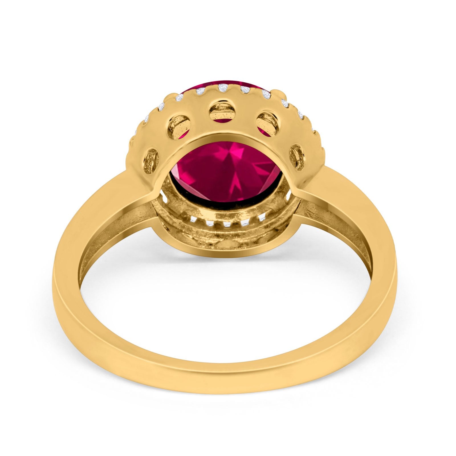 Halo Engagement Ring Large Round Simulated Cubic Zirconia 925 Sterling Silver