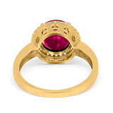 Halo Engagement Ring Large Round Simulated Cubic Zirconia 925 Sterling Silver