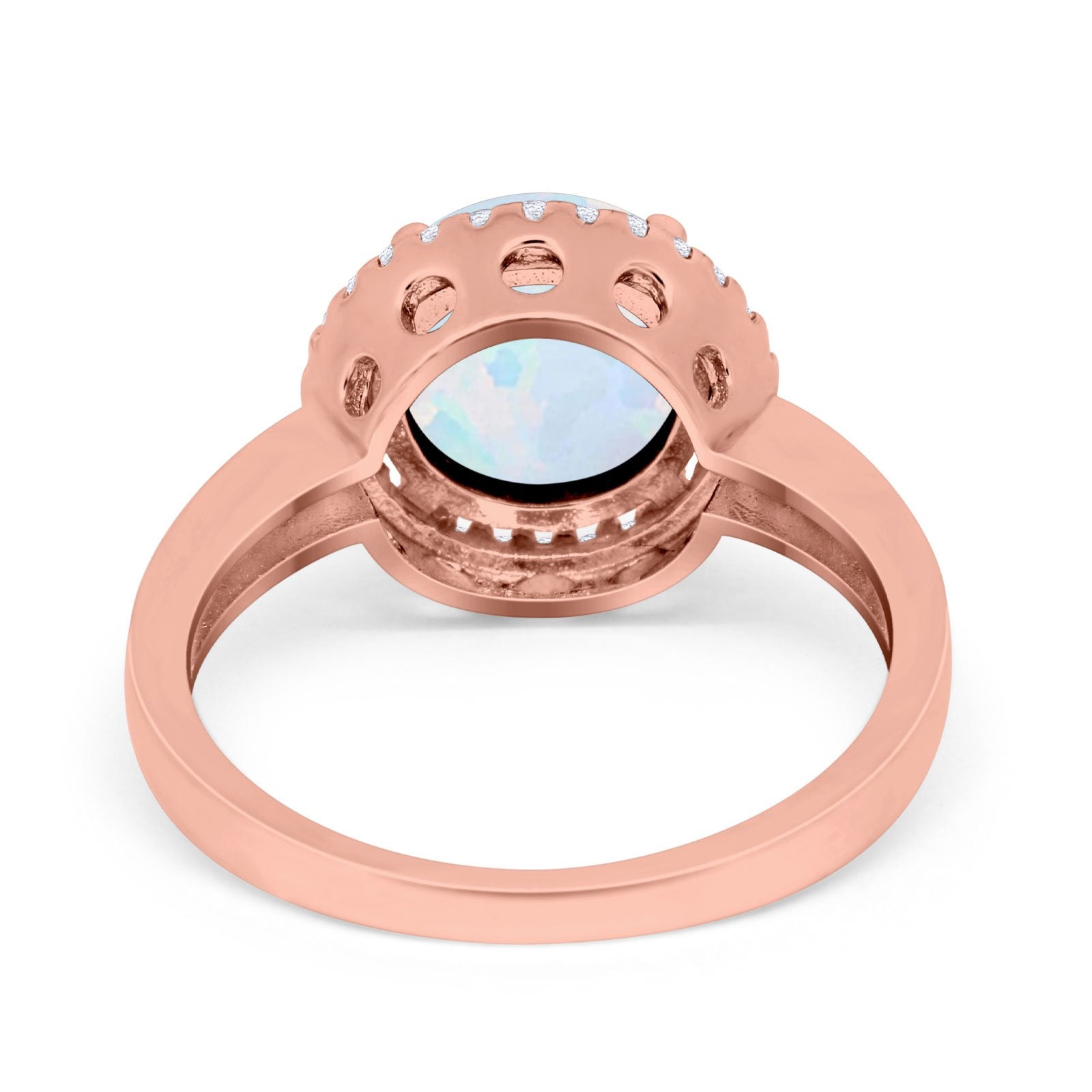 Halo Engagement Ring Large Round Simulated Cubic Zirconia 925 Sterling Silver