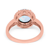 Halo Engagement Ring Large Round Simulated Cubic Zirconia 925 Sterling Silver