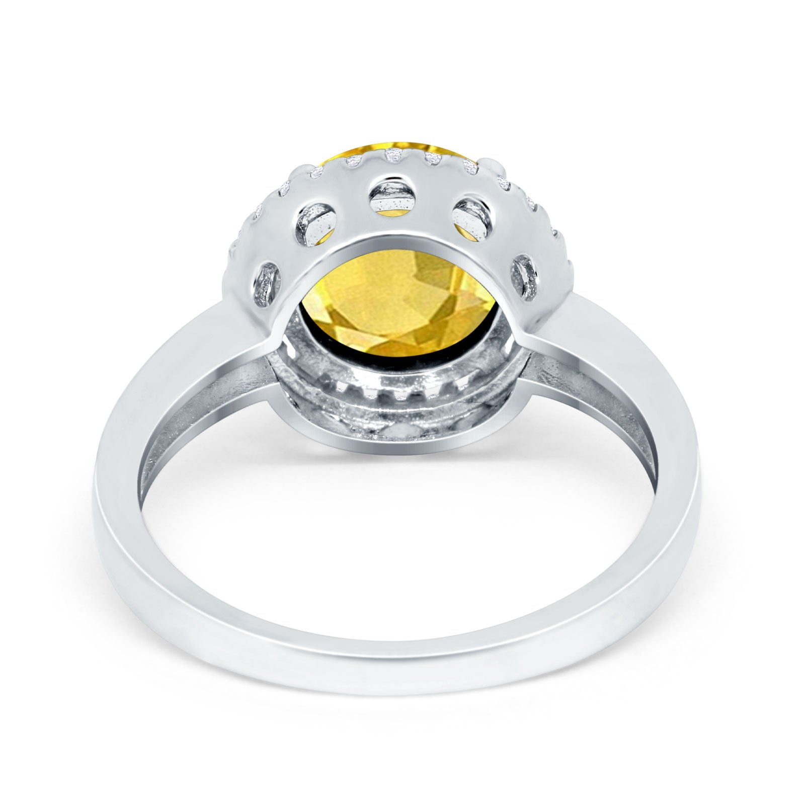 Halo Engagement Ring Large Round Simulated Cubic Zirconia 925 Sterling Silver