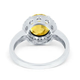 Halo Engagement Ring Large Round Simulated Cubic Zirconia 925 Sterling Silver