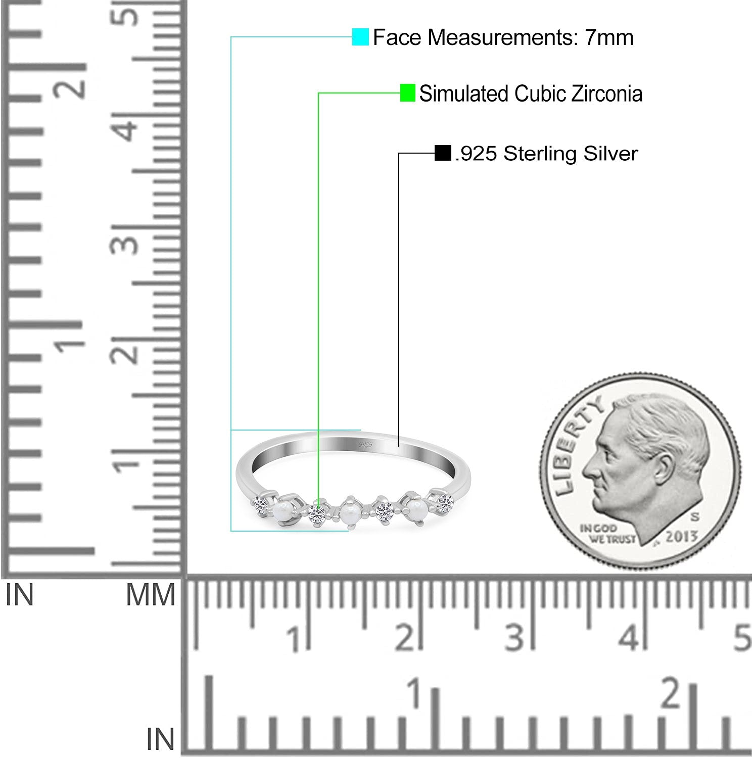 Eternity Band Wedding Ring Lab Created White Opal Simulated CZ 925 Sterling Silver