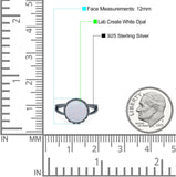 Split Shank Ring Band Round Lab Created Opal 925 Sterling Silver (12mm)