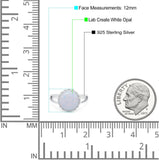 Split Shank Ring Band Round Lab Created Opal 925 Sterling Silver (12mm)